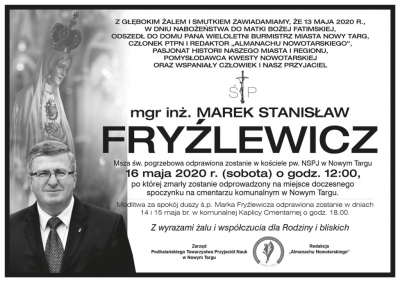 Nekrolog Marek S. Fryżlewicz 