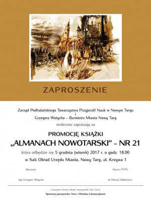 Zaproszenie na promocję Almanachu Nowotarskiego Nr 21